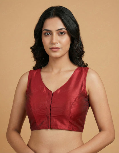 Cotton Silk Princess Cut Front Open Blouse – R508