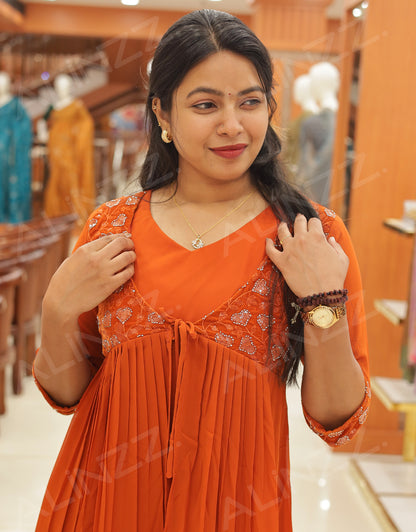 Women's Georgette Kurti with Velvet Patch Work - R570