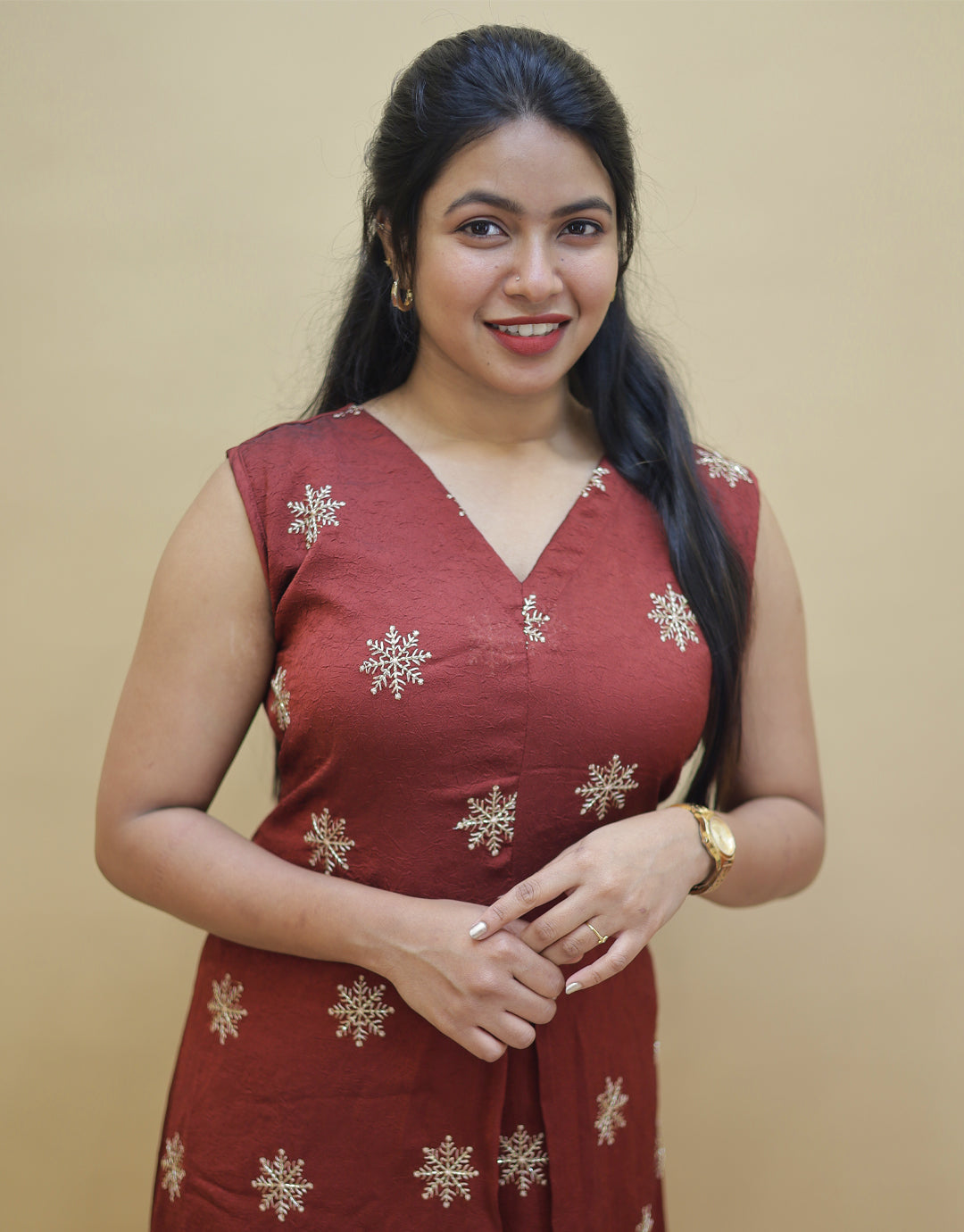 Women's Vichitra Silk handwork Kurti - R557