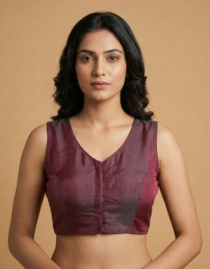 Cotton Silk Princess Cut Front Open Blouse – R508