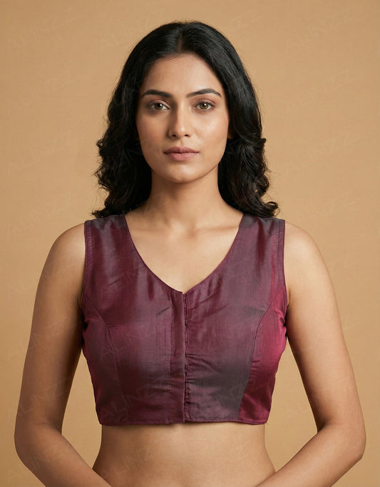 Cotton Silk Princess Cut Front Open Blouse – R508