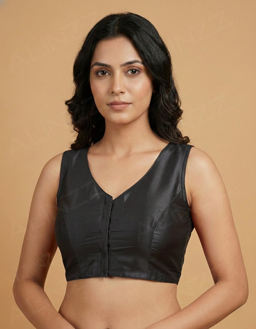 Cotton Silk Princess Cut Front Open Blouse – R508