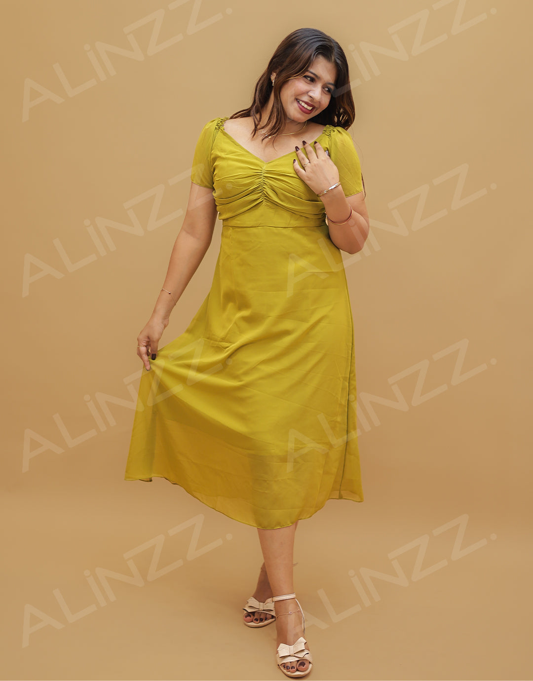 Women's Georgette Midi Dress-R596