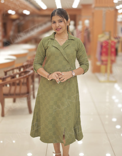 Womens Wrap Style Square Checks Kurti - R475