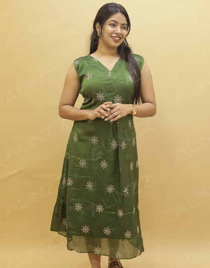 Women's Vichitra Silk handwork Kurti - R557