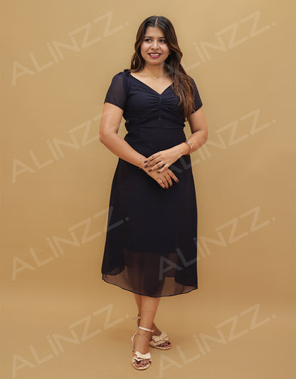 Women's Georgette Midi Dress-R596