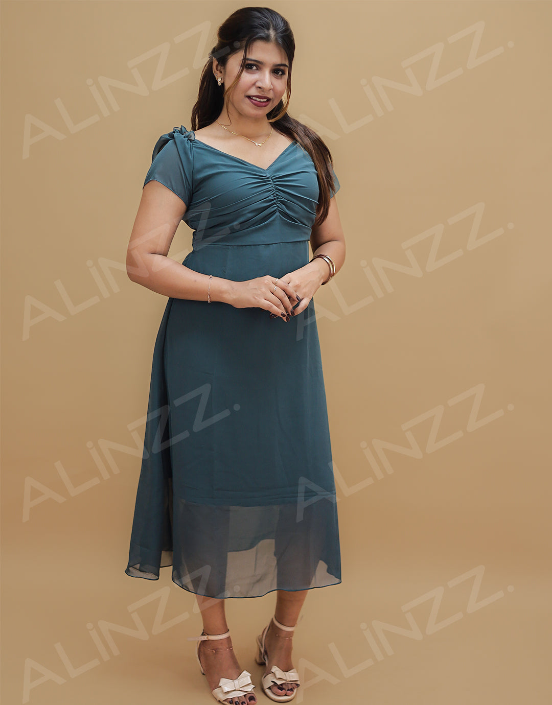 Women's Georgette Midi Dress-R596