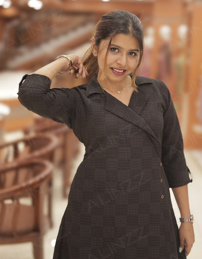 Womens Wrap Style Square Checks Kurti - R475