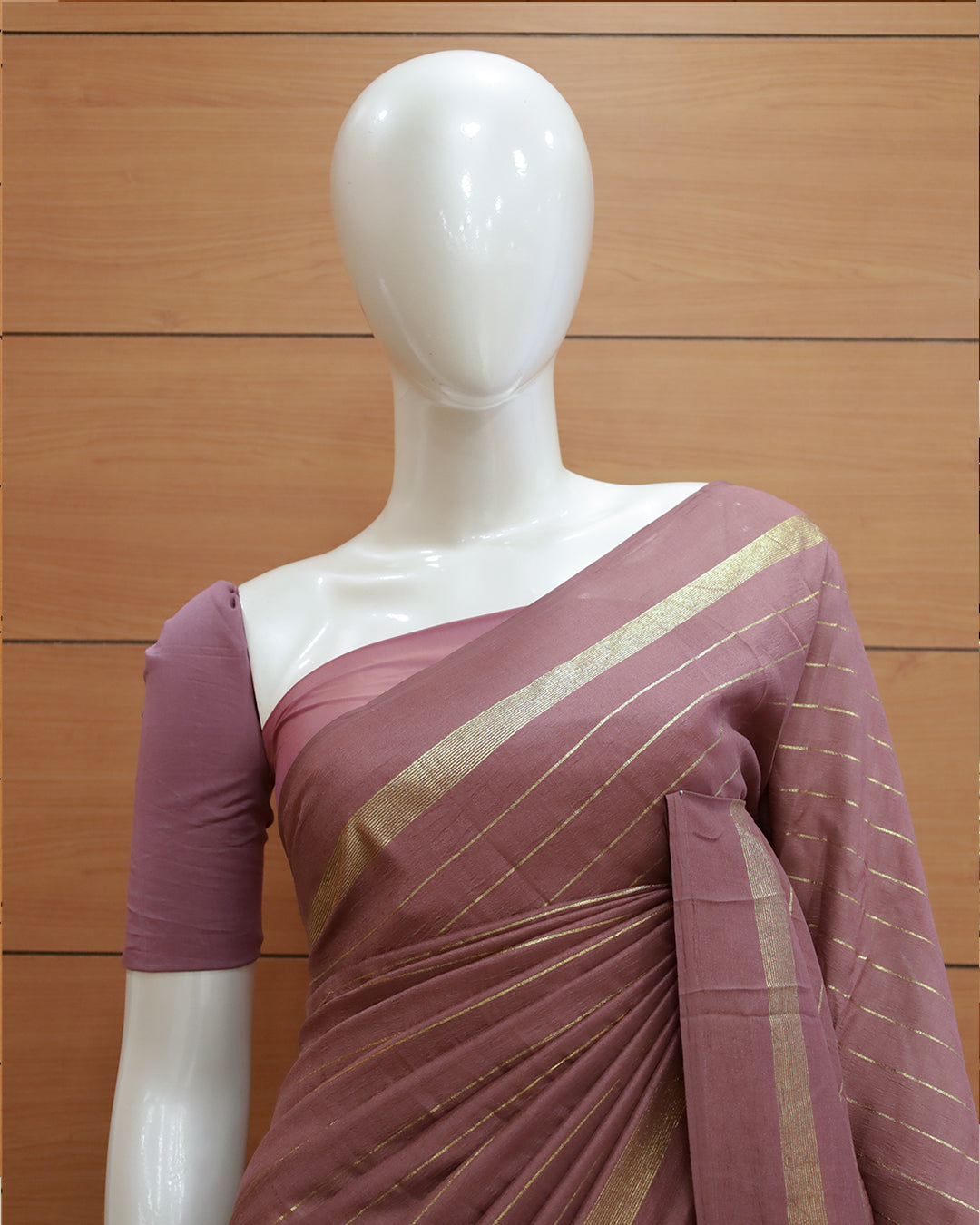 Vichitra Silk Sarees with Golden Stripes - G201