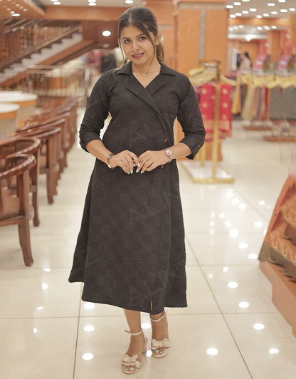 Womens Wrap Style Square Checks Kurti - R475