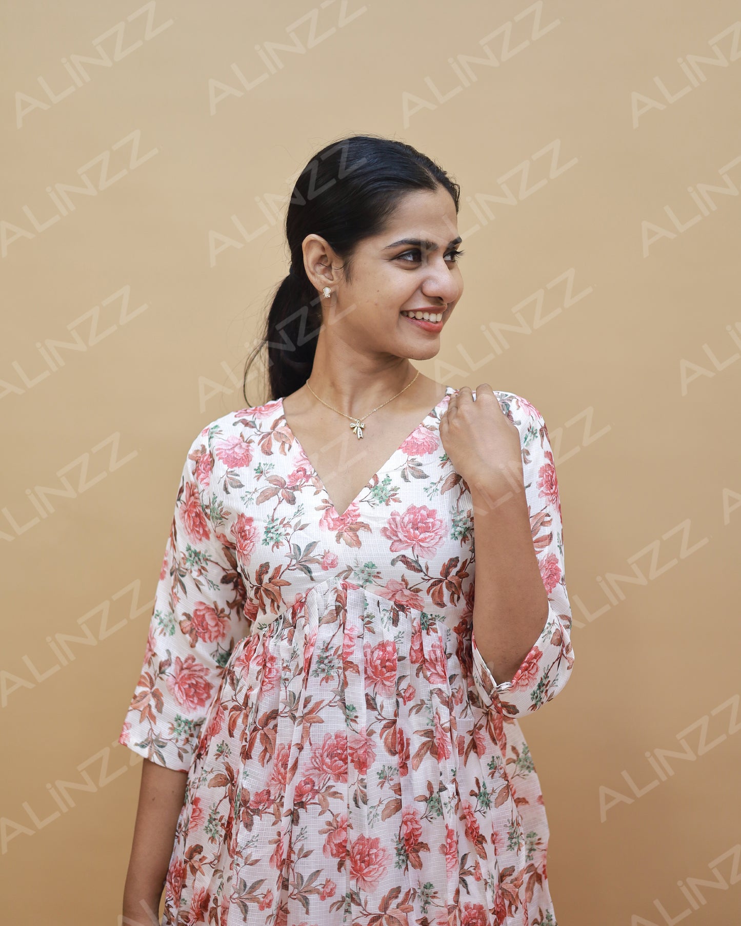 Necotta Fabric Floral Print Aliya Cut Kurti – R601