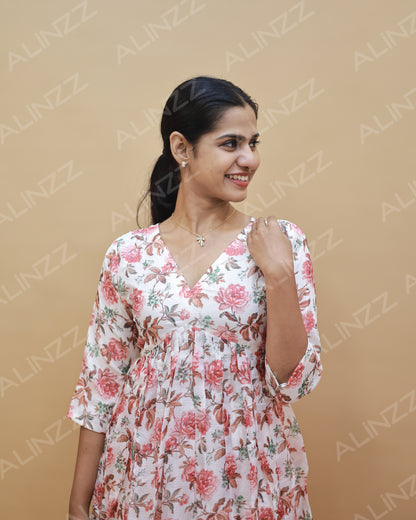 Necotta Fabric Floral Print Aliya Cut Kurti – R601