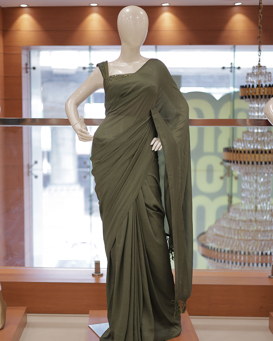Diwali Special Vichitra Plain Saree with Embroidery Blouse -D17