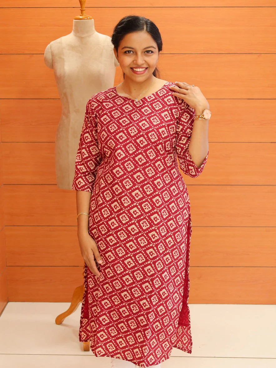 Women's Block Print Kurti - 2 - 1136