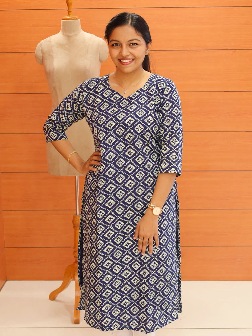Women's Block Print Kurti - 2 - 1136