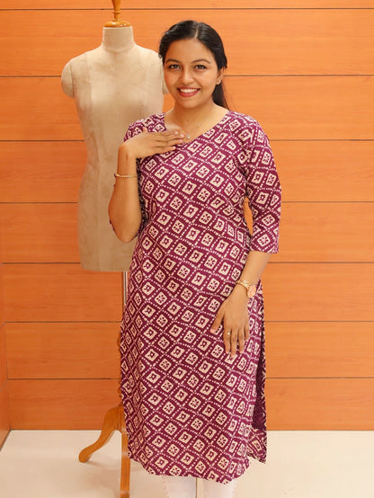 Women's Block Print Kurti - 2 - 1136
