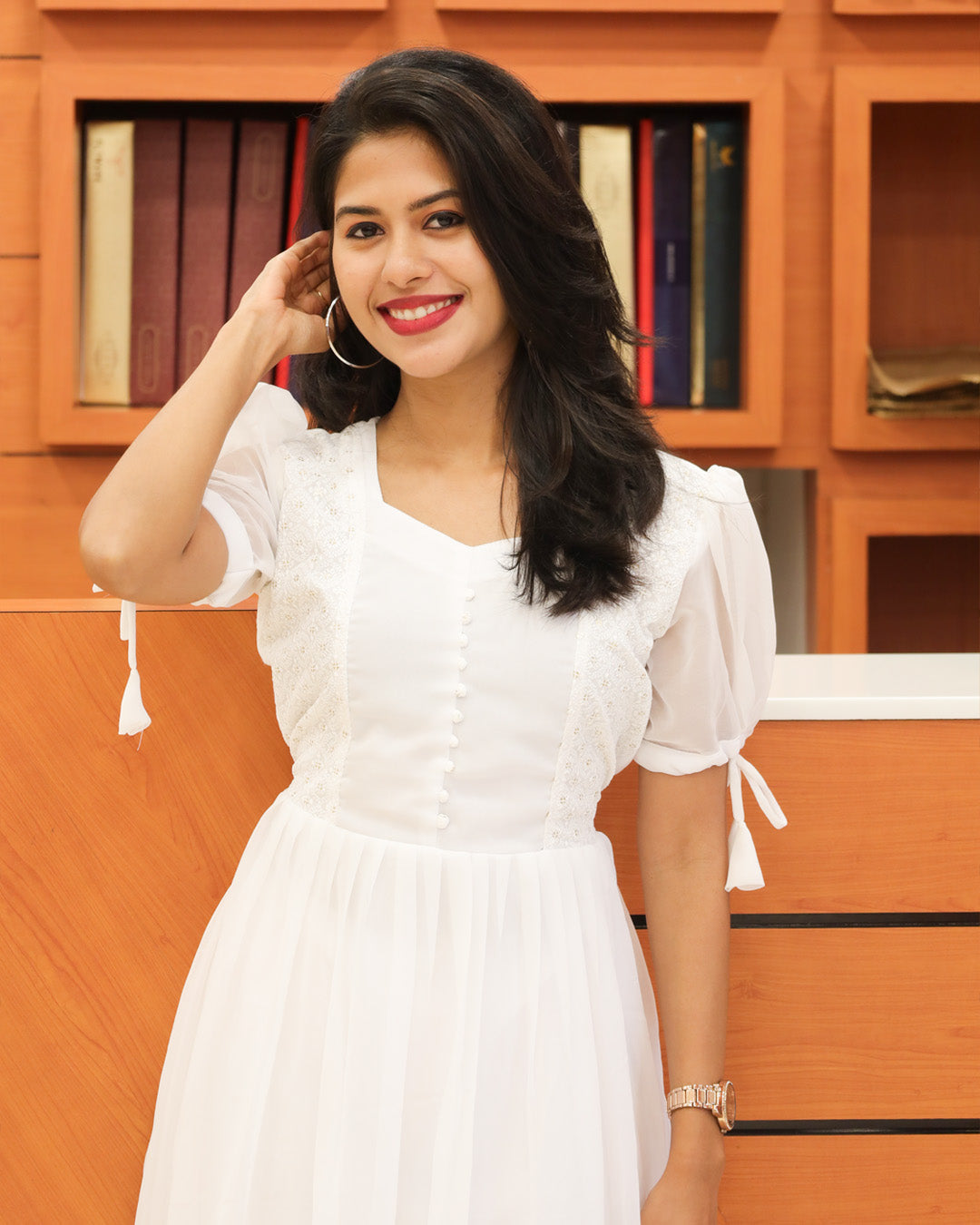 Women's Schiffli Worked Frock - 1144
