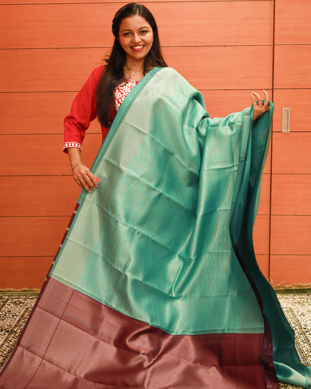 Contrast Semi Silk Sarees - 1177