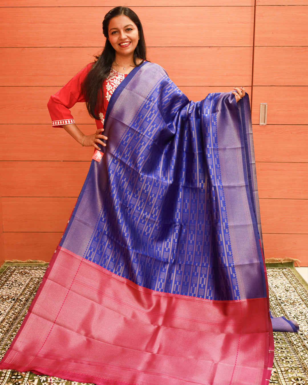 Contrast Semi Silk Sarees - 1177