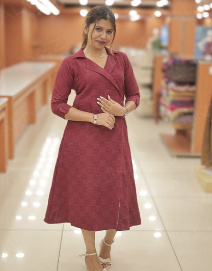 Womens Wrap Style Square Checks Kurti - R475