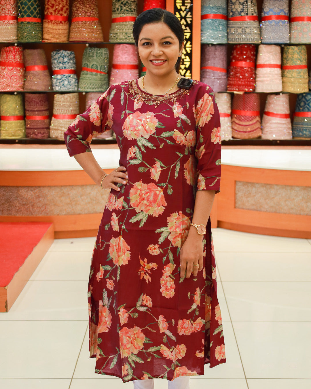 Women's Floral Aline Kurti - 1200