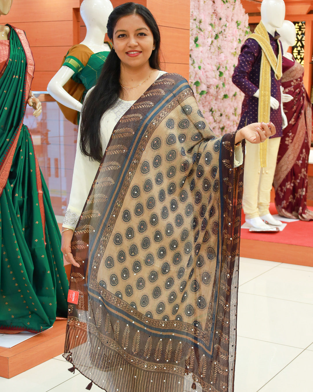 Women's Bolga Mirror Worked Dupatta - 1213