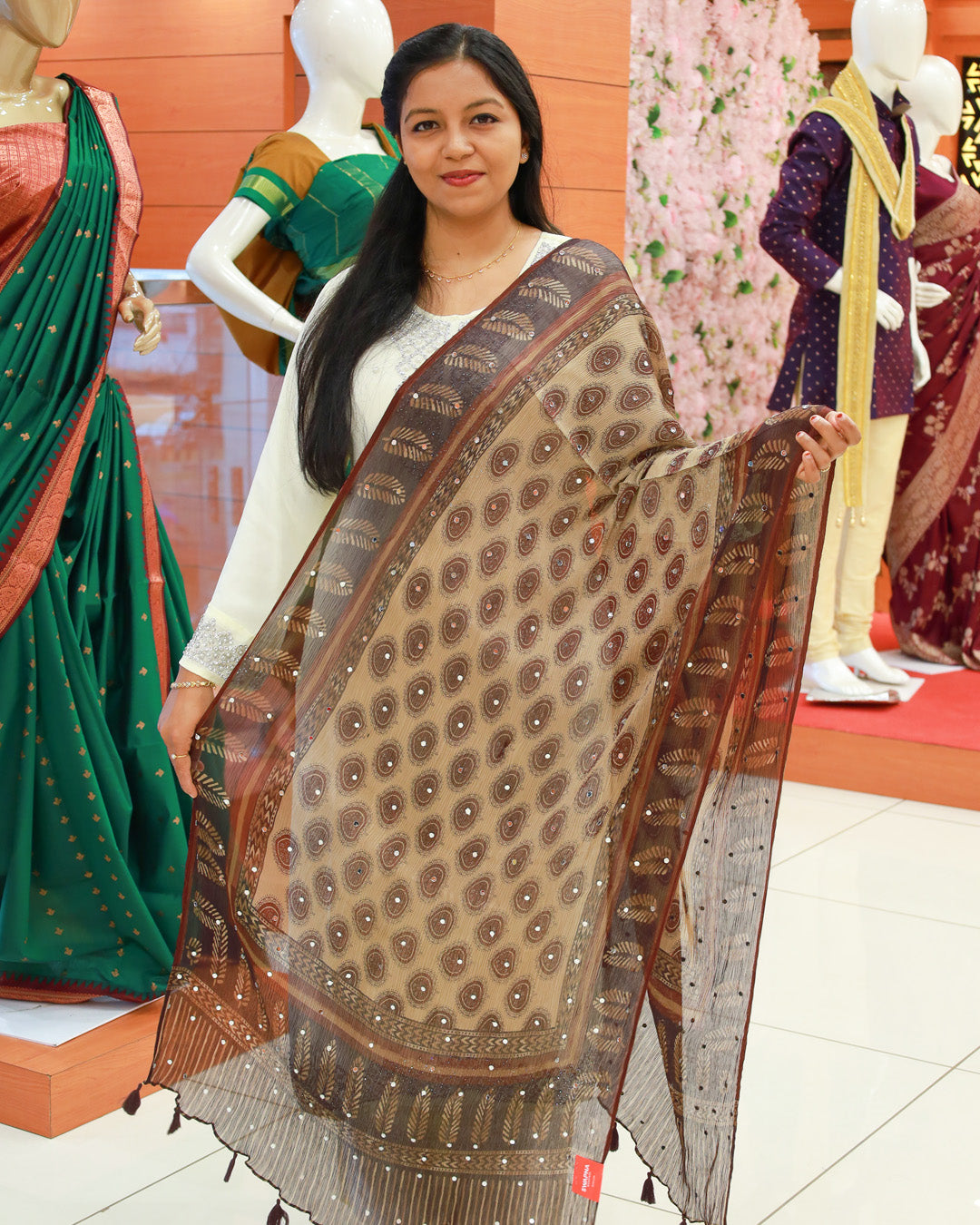 Women's Bolga Mirror Worked Dupatta - 1213