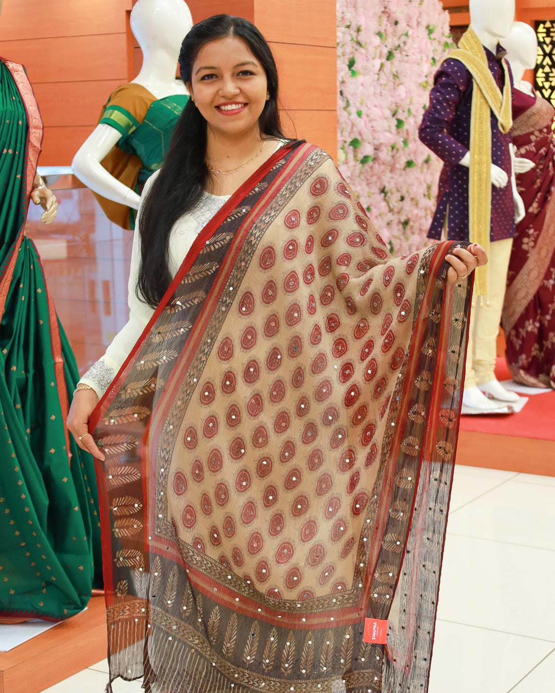 Women's Bolga Mirror Worked Dupatta - 1213
