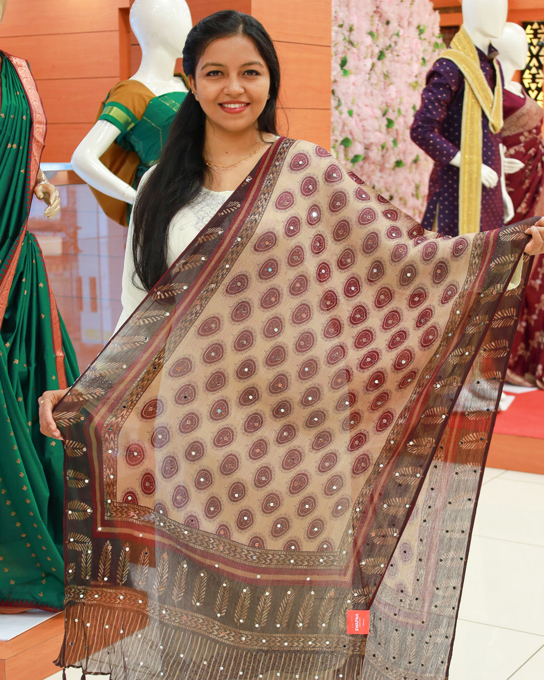 Women's Bolga Mirror Worked Dupatta - 1213