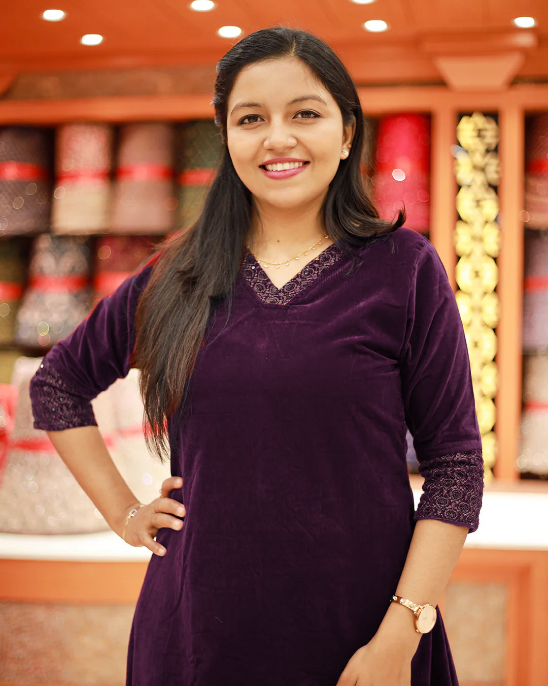 Women's Velvet Kurthi - 1226