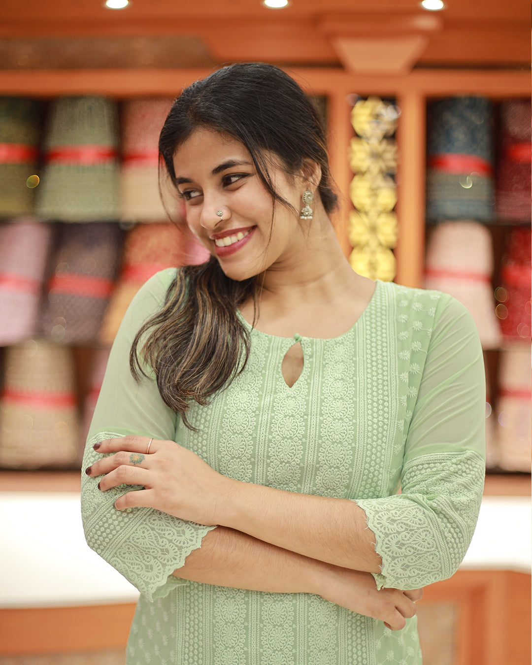 Women's Lucknowi Chickenkari Kurti - 1278