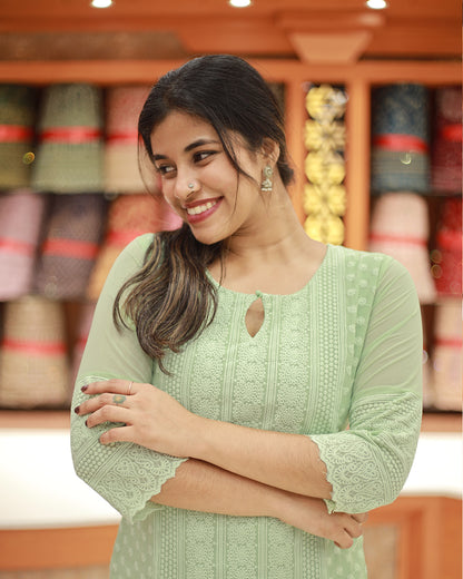 Women's Lucknowi Chickenkari Kurti - 1278