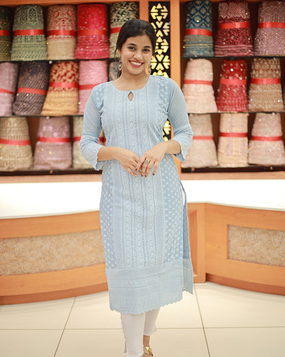 Women's Lucknowi Chickenkari Kurti - 1278