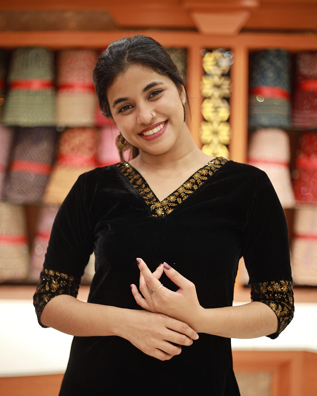 Women's Velvet Kurthi -1281