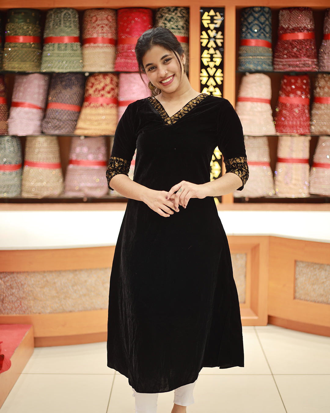 Women's Velvet Kurthi -1281