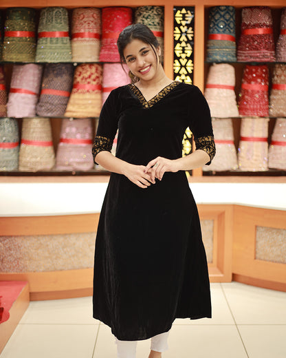 Women's Velvet Kurthi -1281