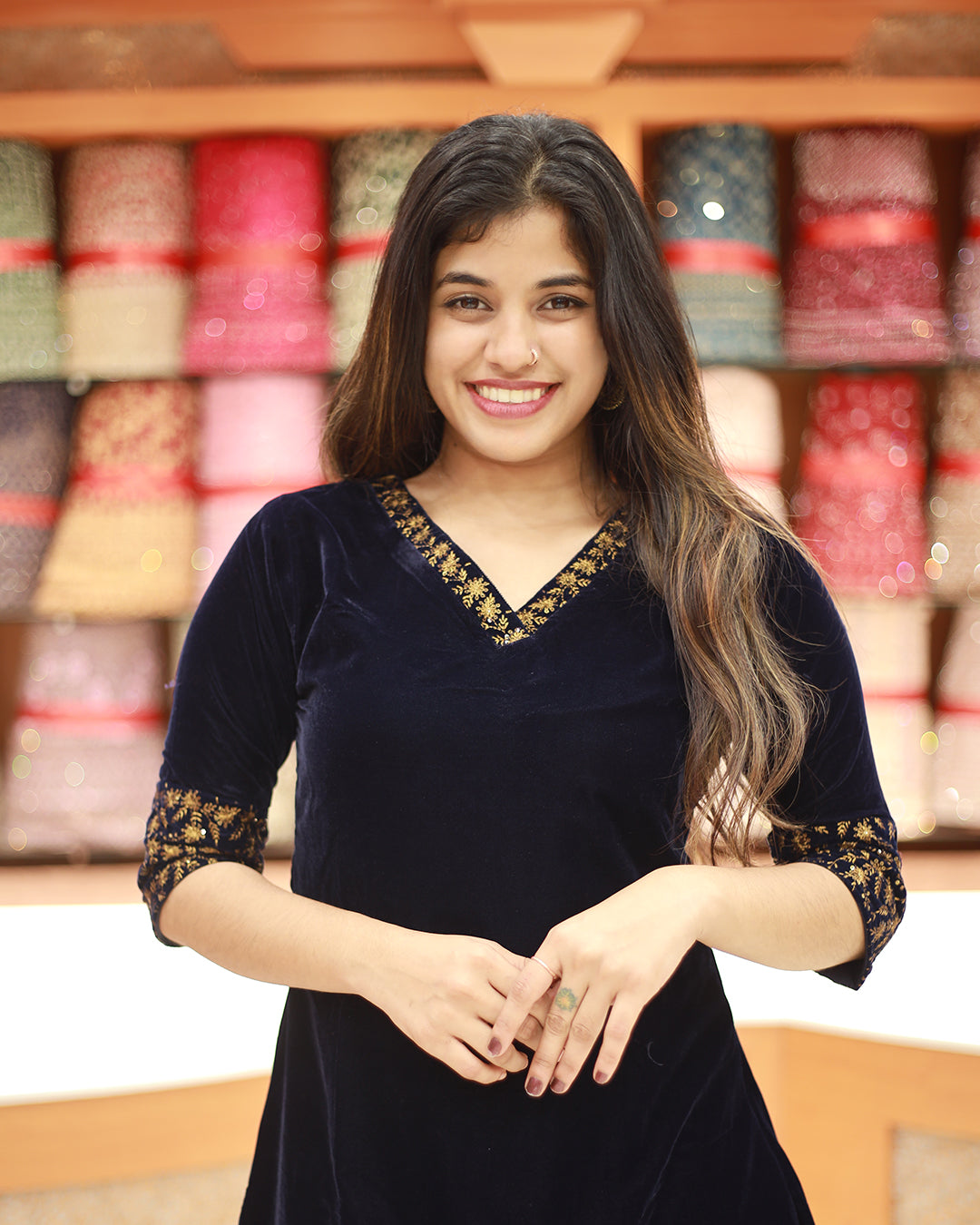 Women's Velvet Kurthi -1281