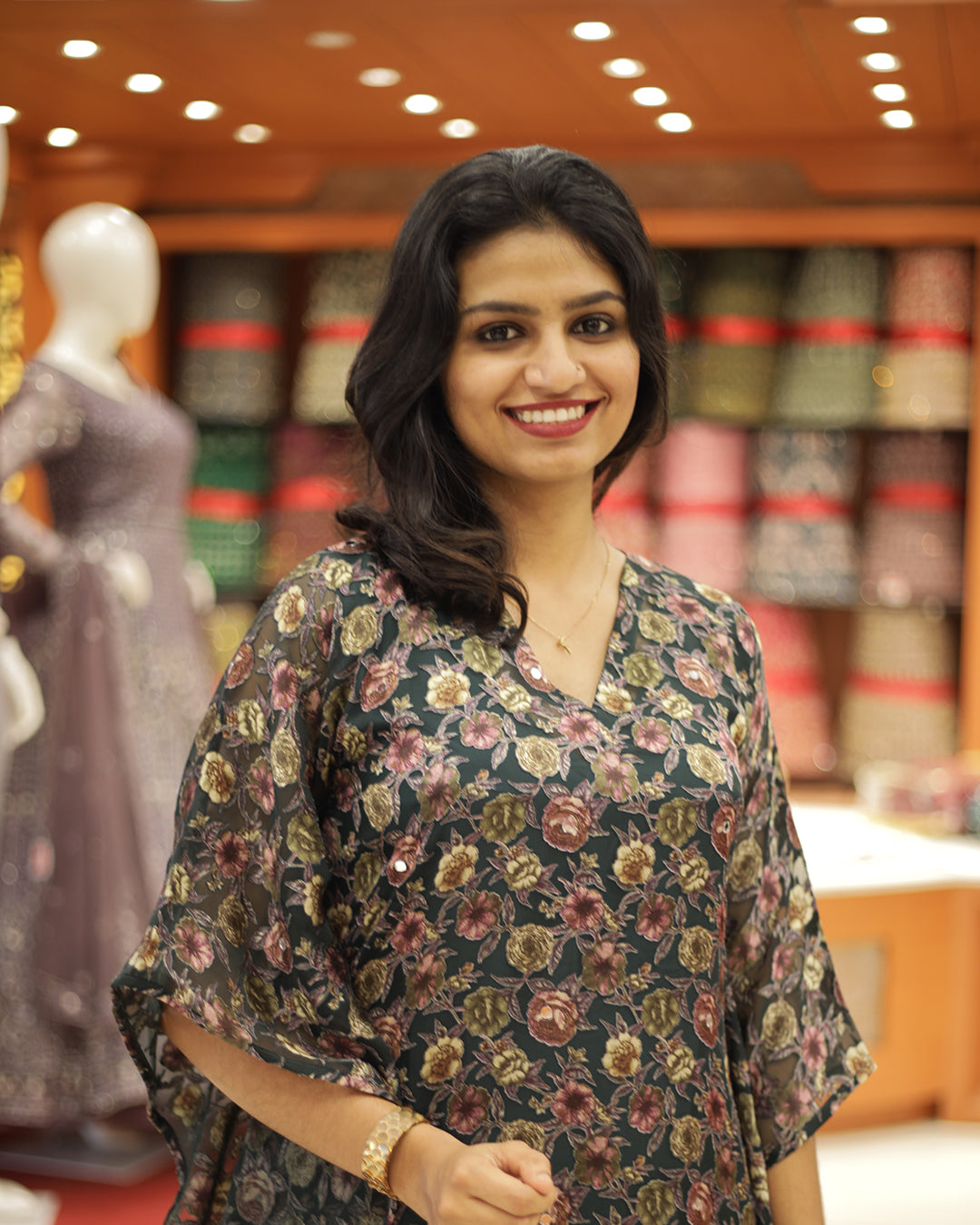 Women's  Floral Caftan Kurthi - 1299