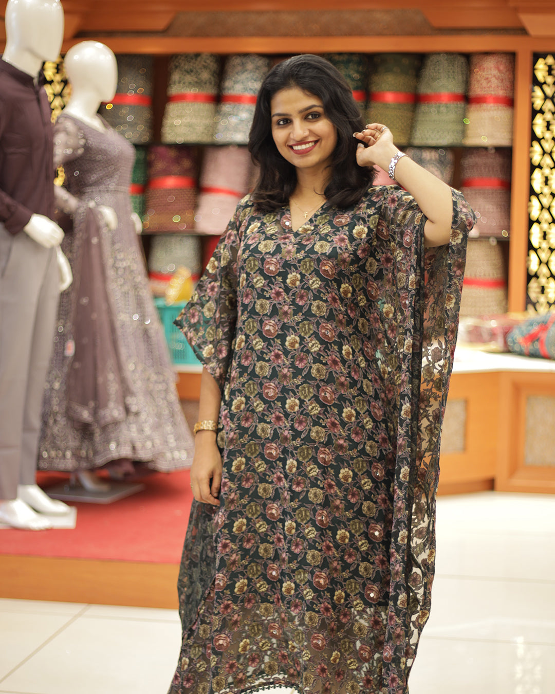 Women's  Floral Caftan Kurthi - 1299