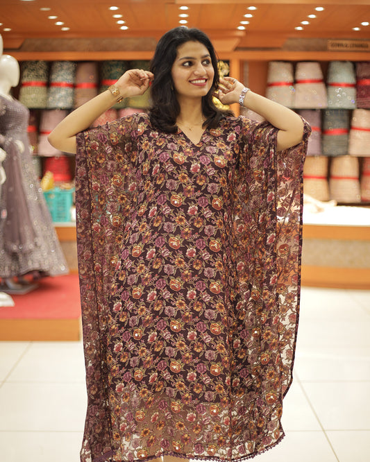 Women's  Floral Caftan Kurthi - 1299