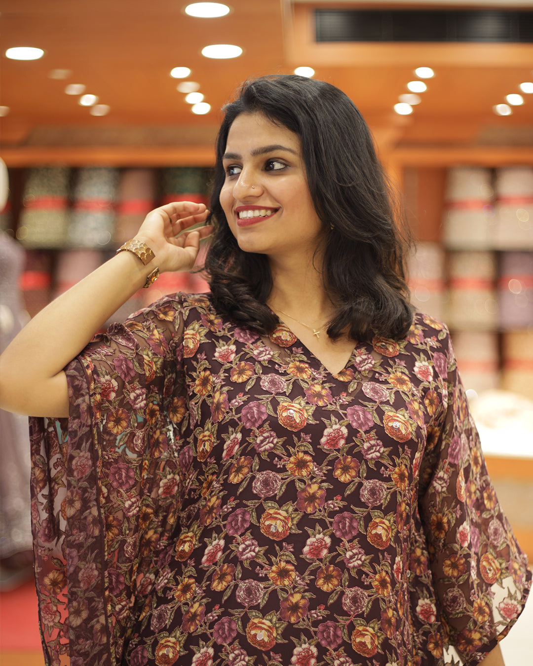 Women's  Floral Caftan Kurthi - 1299