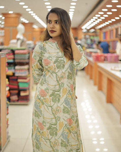 Women's Printed Slitted Kurti - 1302