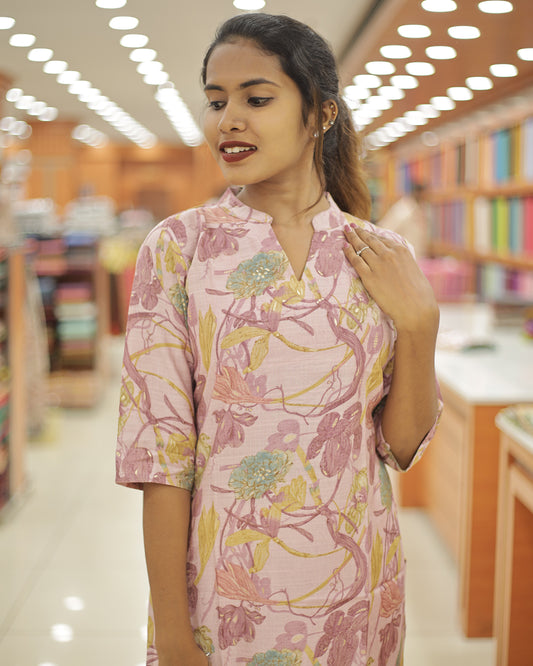 Women's Printed Slitted Kurti - 1302