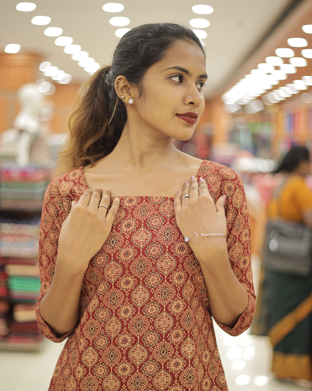 Women's Ajrakh Print Kurti - 1303