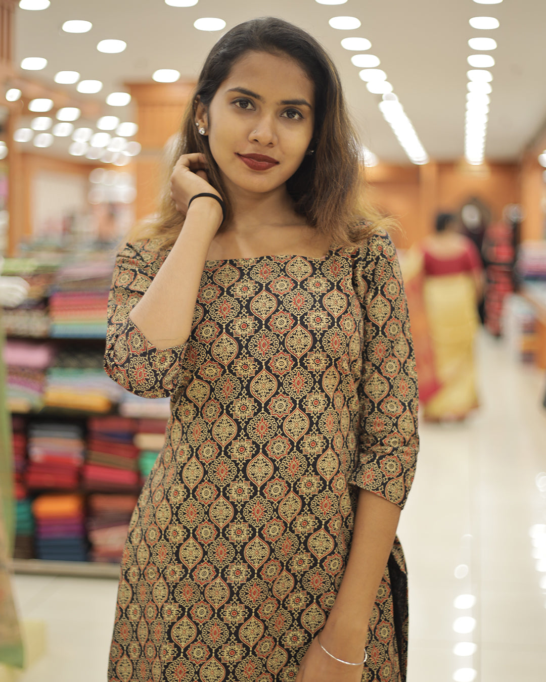 Women's Ajrakh Print Kurti - 1303