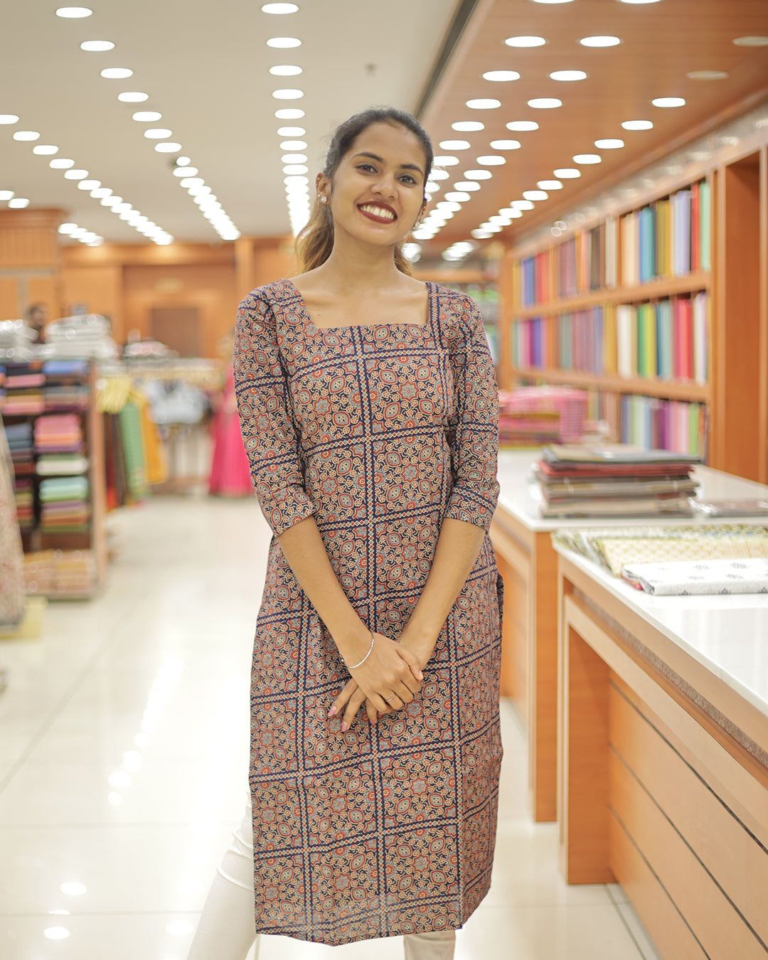 Women's Ajrakh Print Kurti - 1303