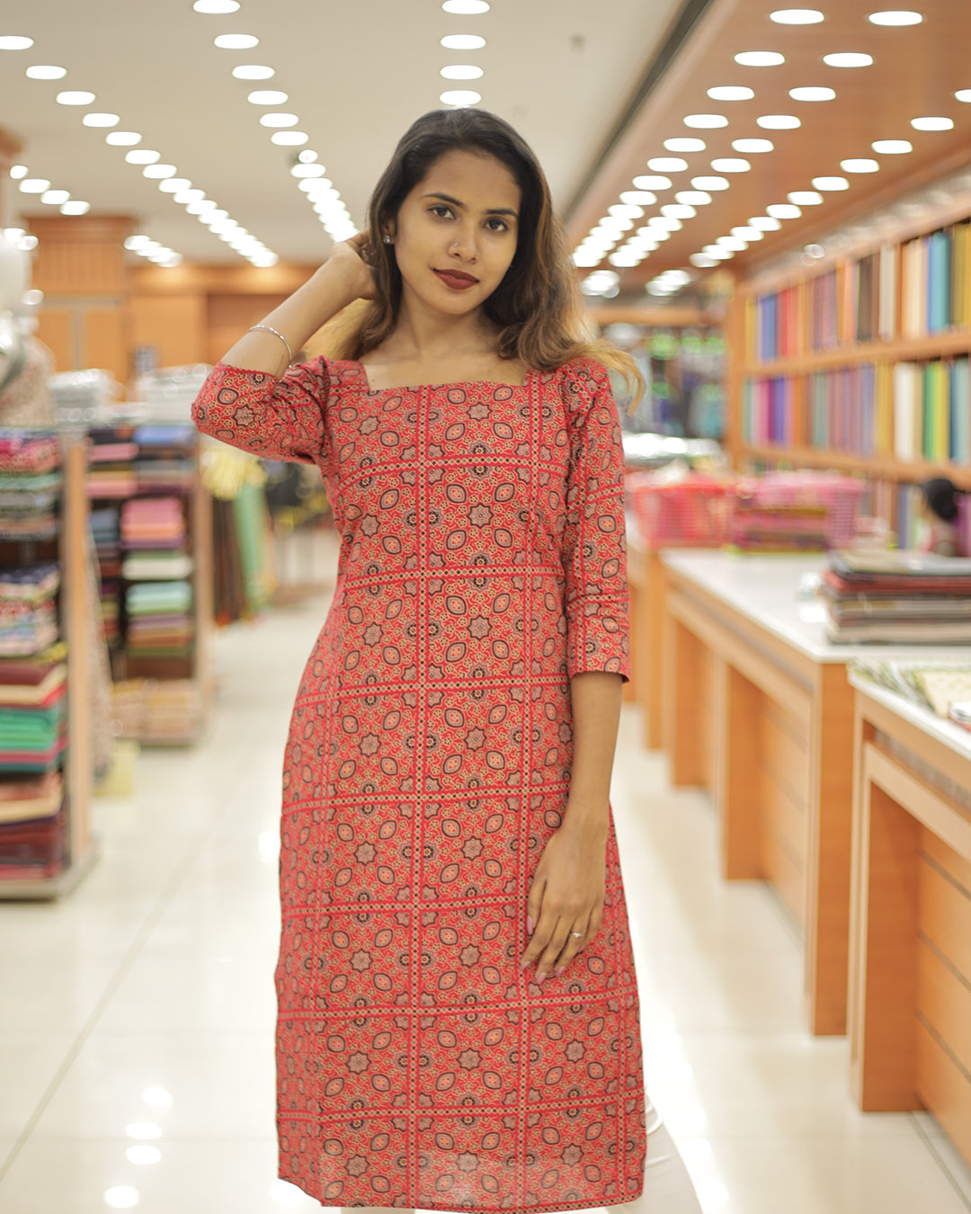 Women's Ajrakh Print Kurti - 1303