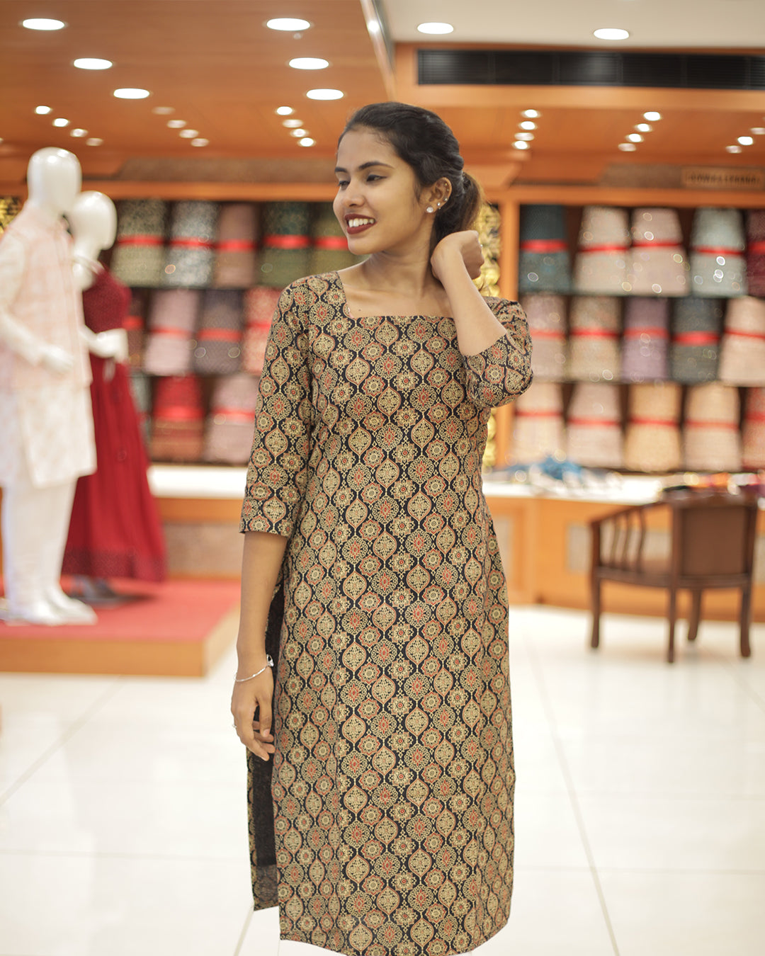 Women's Ajrakh Print Kurti - 1303