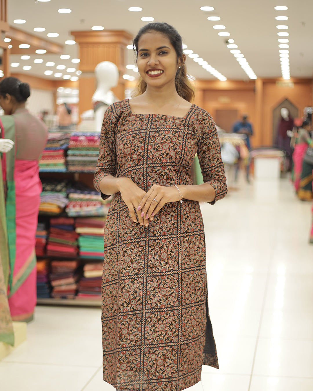 Women's Ajrakh Print Kurti - 1303