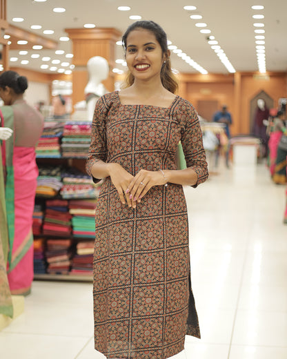 Women's Ajrakh Print Kurti - 1303